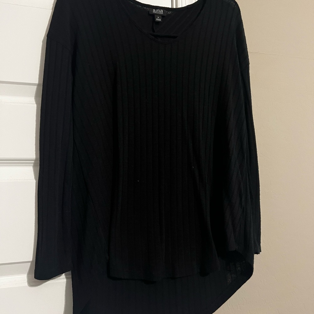 a.n.a Black Long Sleeve Ribbed Top
